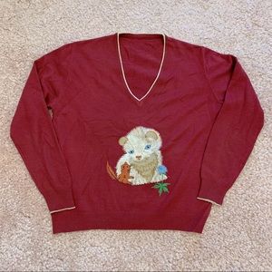 vintage 1970s embroidered animal sweater